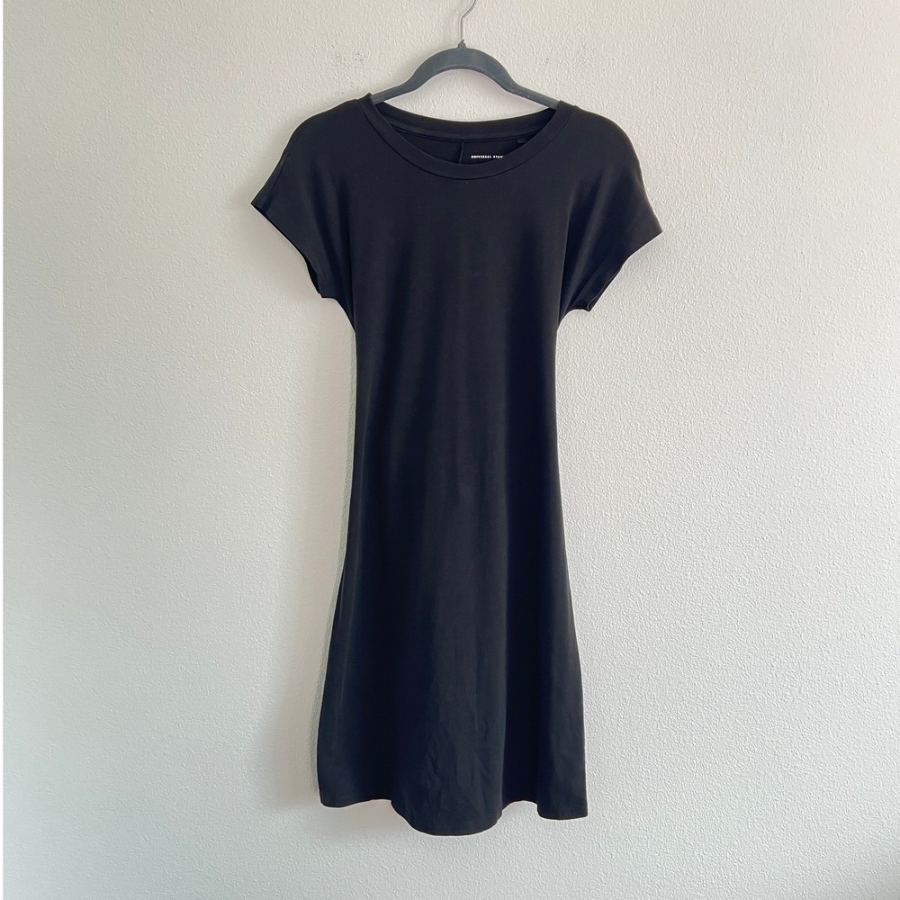 Universal Standard Black Tie Back Cotton T-Shirt Dress 3XS Minimalist Normcore